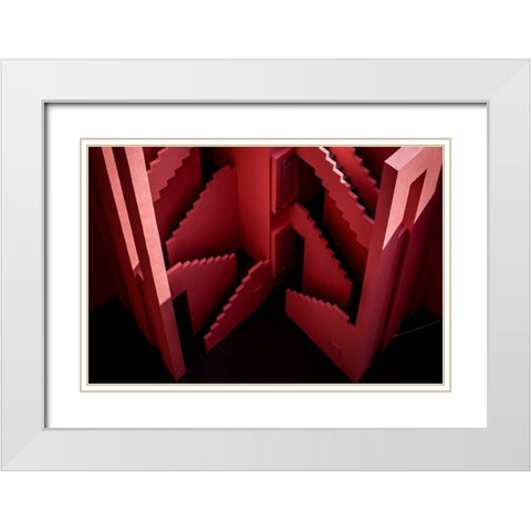 Muralla Roja #46 White Modern Wood Framed Art Print with Double Matting by Wride, Linda