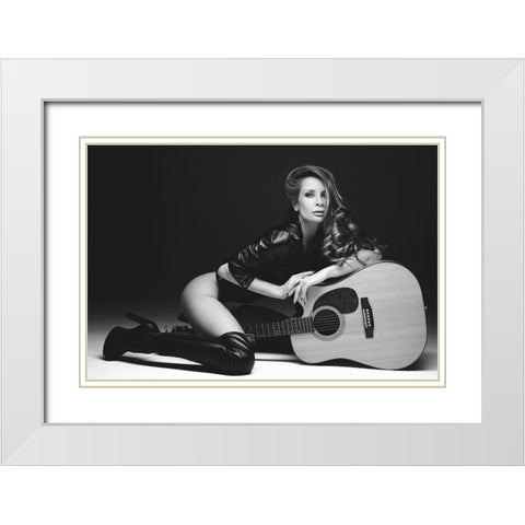 Guitar White Modern Wood Framed Art Print with Double Matting by Markachev, Leonid