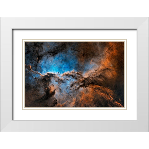 Fighting Dragons Of Ara White Modern Wood Framed Art Print with Double Matting by Chander, Vikas