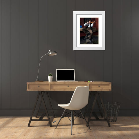 The Musician White Modern Wood Framed Art Print with Double Matting by Al Thahaby, Karim