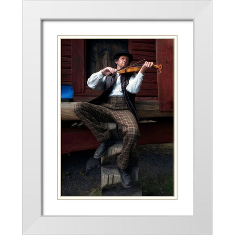 The Musician White Modern Wood Framed Art Print with Double Matting by Al Thahaby, Karim