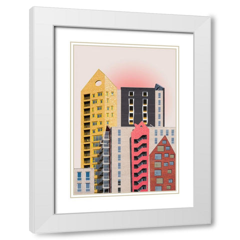 Playful Architecture White Modern Wood Framed Art Print with Double Matting by van Son, Greetje