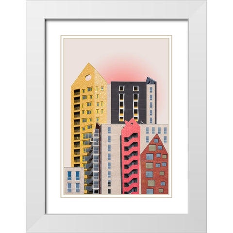 Playful Architecture White Modern Wood Framed Art Print with Double Matting by van Son, Greetje