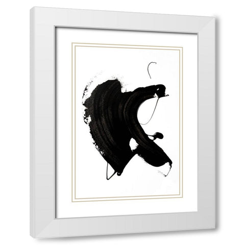 Black abstract Stroke White Modern Wood Framed Art Print with Double Matting by Sawall, Anastasia