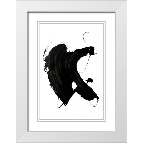 Black abstract Stroke White Modern Wood Framed Art Print with Double Matting by Sawall, Anastasia