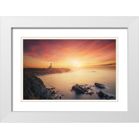 Favaritx sunrise 7R20215 White Modern Wood Framed Art Print with Double Matting by Joanaduenas