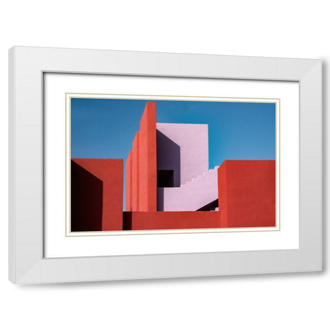 Muralla Roja #47 White Modern Wood Framed Art Print with Double Matting by Wride, Linda