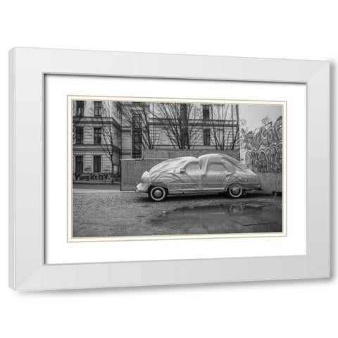 Flying Car White Modern Wood Framed Art Print with Double Matting by Valaris, Kostas