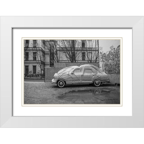 Flying Car White Modern Wood Framed Art Print with Double Matting by Valaris, Kostas