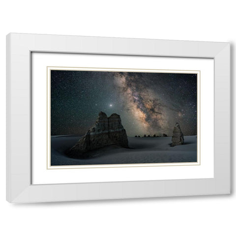 Stardust White Modern Wood Framed Art Print with Double Matting by Cui, Yuan
