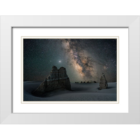 Stardust White Modern Wood Framed Art Print with Double Matting by Cui, Yuan