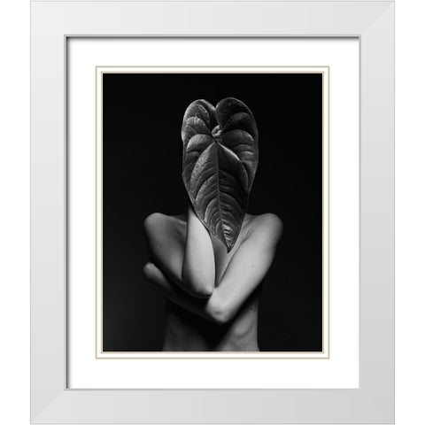 Leaf A Body White Modern Wood Framed Art Print with Double Matting by Shiki, Shizuo