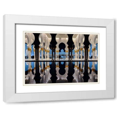 Blue Hour A Reflection White Modern Wood Framed Art Print with Double Matting by Nath, Mrinal