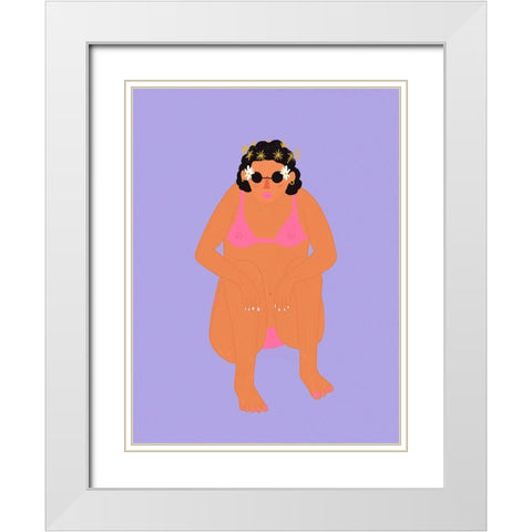 Spring White Modern Wood Framed Art Print with Double Matting by Jotadejai