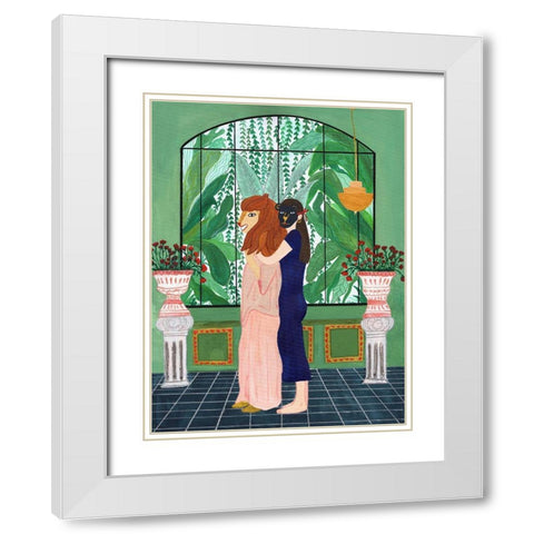 Lion Mom White Modern Wood Framed Art Print with Double Matting by Jotadejai