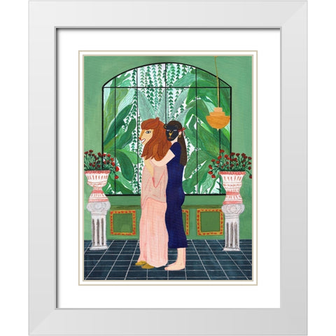 Lion Mom White Modern Wood Framed Art Print with Double Matting by Jotadejai