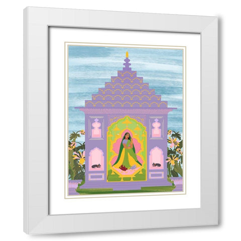 Indian Garden White Modern Wood Framed Art Print with Double Matting by Jotadejai