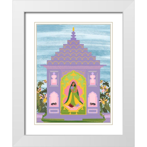 Indian Garden White Modern Wood Framed Art Print with Double Matting by Jotadejai