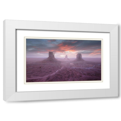 Monument Valley White Modern Wood Framed Art Print with Double Matting by Dan, Kai