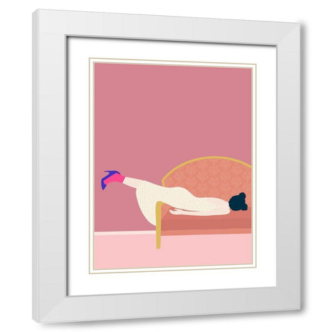 Maddies Mood White Modern Wood Framed Art Print with Double Matting by Jotadejai