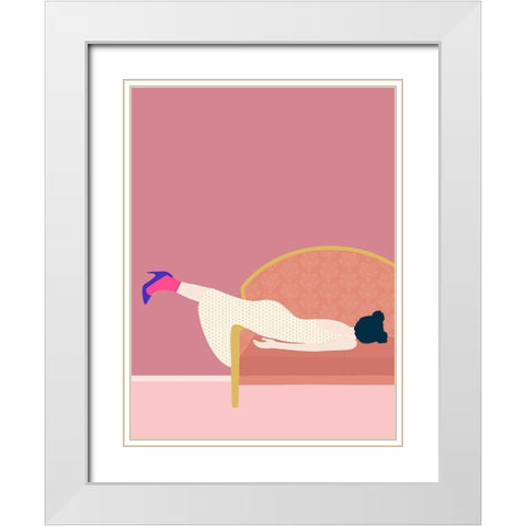 Maddies Mood White Modern Wood Framed Art Print with Double Matting by Jotadejai