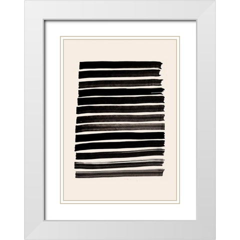 Stripes_Beige White Modern Wood Framed Art Print with Double Matting by 1x Studio II