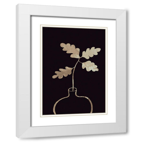 Leaves in vase_gold White Modern Wood Framed Art Print with Double Matting by 1x Studio II