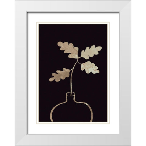 Leaves in vase_gold White Modern Wood Framed Art Print with Double Matting by 1x Studio II