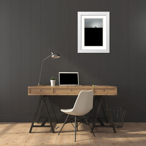 Strandarkirkja White Modern Wood Framed Art Print with Double Matting by Faber, Wave