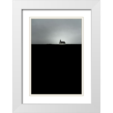 Strandarkirkja White Modern Wood Framed Art Print with Double Matting by Faber, Wave