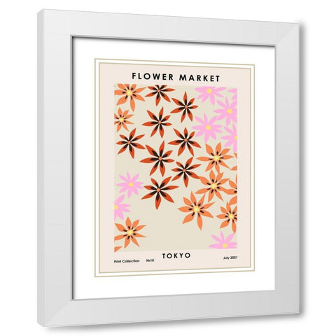 Flower Market Tokyo White Modern Wood Framed Art Print with Double Matting by NKTN