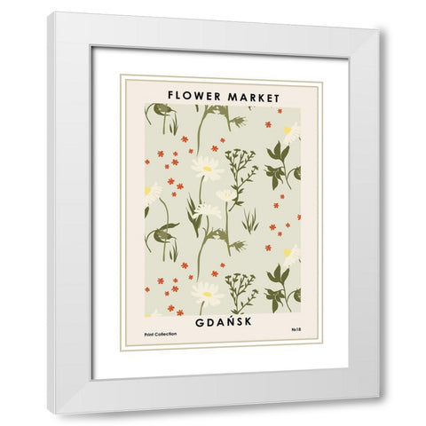 Flower Market GdaA?sk White Modern Wood Framed Art Print with Double Matting by NKTN