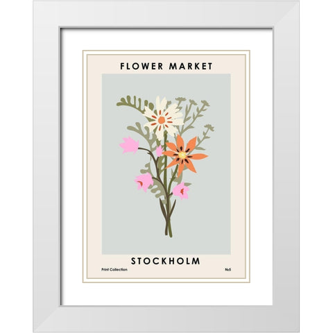Flower Market Stockholm White Modern Wood Framed Art Print with Double Matting by NKTN