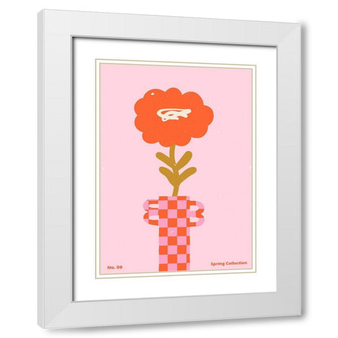 Spring Flower #08 White Modern Wood Framed Art Print with Double Matting by NKTN