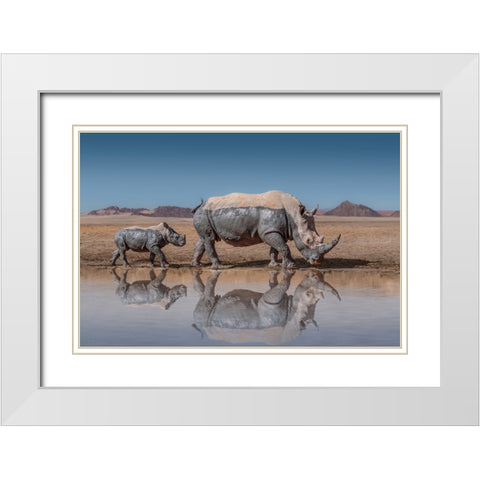RhinosWalk White Modern Wood Framed Art Print with Double Matting by Egger, Marcel