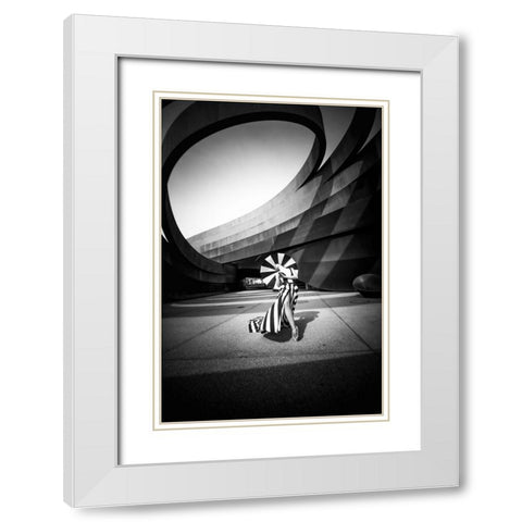 With the wind White Modern Wood Framed Art Print with Double Matting by Abu, Dekel