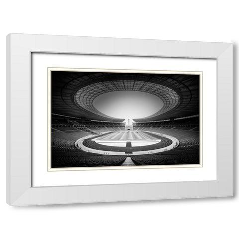Olympiastadion White Modern Wood Framed Art Print with Double Matting by De Groen, Maurits