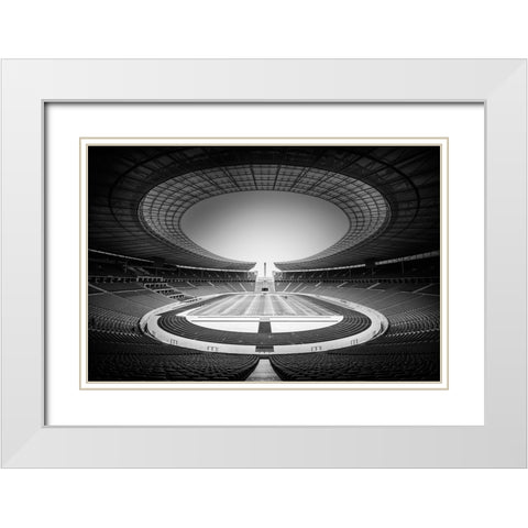Olympiastadion White Modern Wood Framed Art Print with Double Matting by De Groen, Maurits