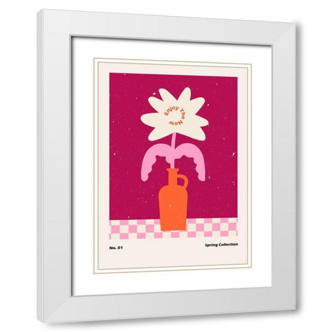 Spring Flower #01 White Modern Wood Framed Art Print with Double Matting by NKTN