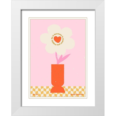 Spring Flower #05 White Modern Wood Framed Art Print with Double Matting by NKTN