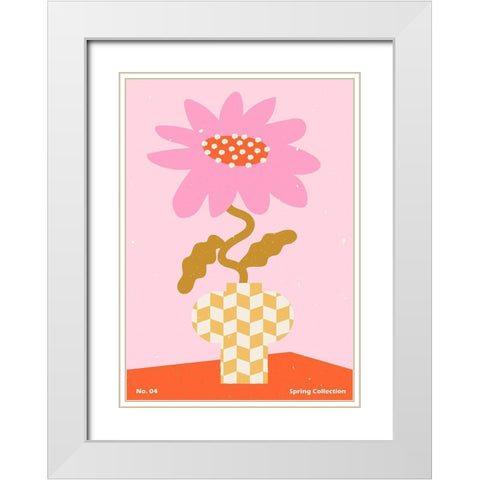 Spring Flower #04 White Modern Wood Framed Art Print with Double Matting by NKTN