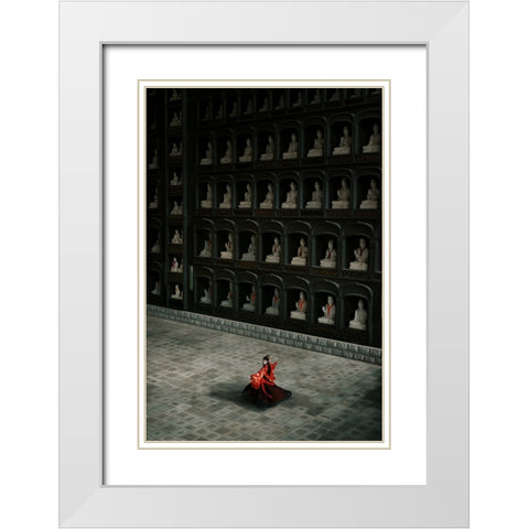 Appease White Modern Wood Framed Art Print with Double Matting by Suemasa, Hiroaki