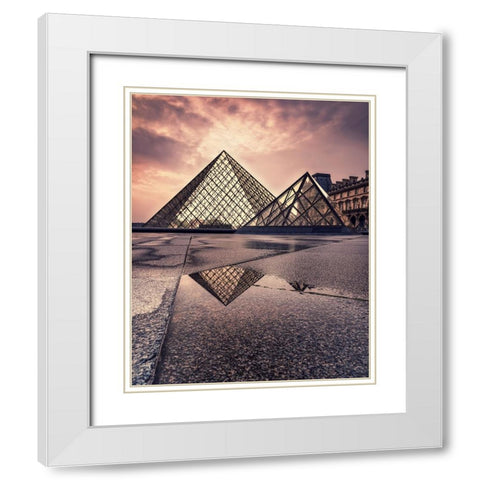 Triangular Value White Modern Wood Framed Art Print with Double Matting by Ehrlich, Amir