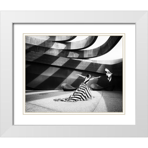 Stripes White Modern Wood Framed Art Print with Double Matting by Stein, Tali