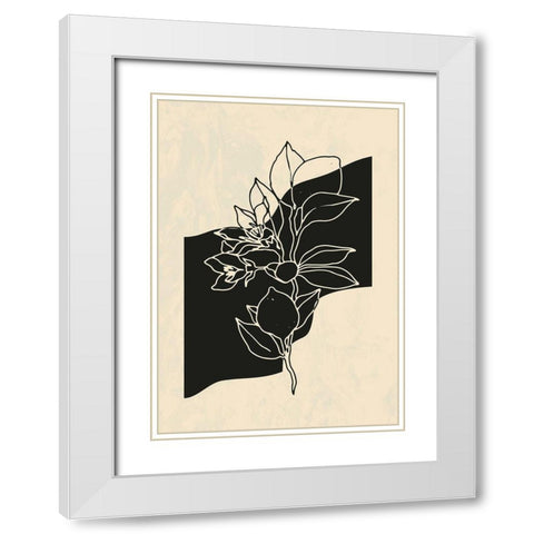 Abstract Flower 4 White Modern Wood Framed Art Print with Double Matting by NKTN