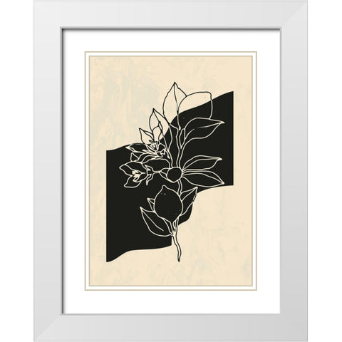 Abstract Flower 4 White Modern Wood Framed Art Print with Double Matting by NKTN