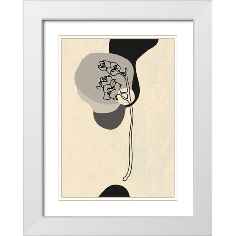 Abstract Flower 3 White Modern Wood Framed Art Print with Double Matting by NKTN