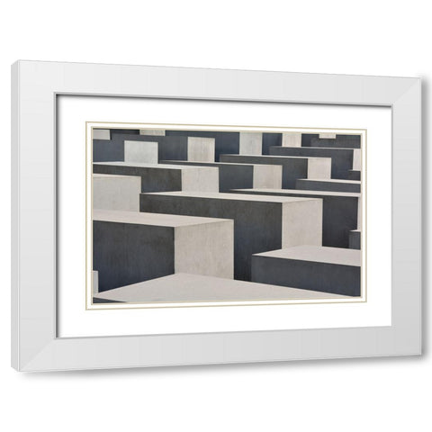 Rhythm of the Cubes White Modern Wood Framed Art Print with Double Matting by Schull, Harald