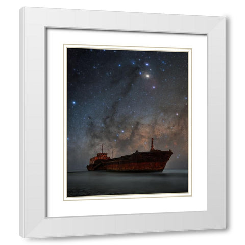 Aparajith White Modern Wood Framed Art Print with Double Matting by Chander, Vikas