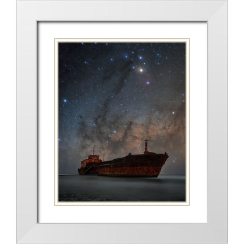 Aparajith White Modern Wood Framed Art Print with Double Matting by Chander, Vikas